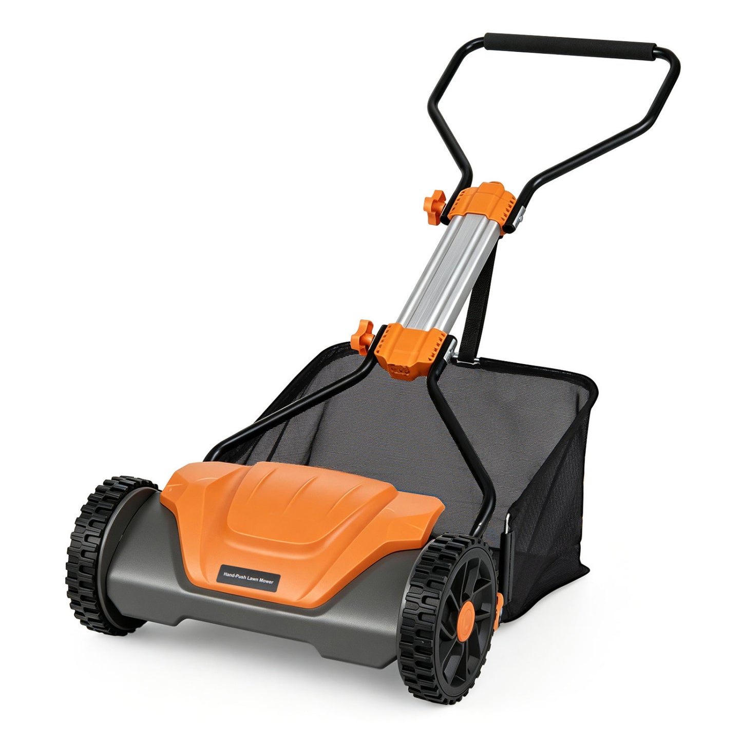 16 In Push Reel Lawn Mower, 5-Blade, 8 Gal Catcher, Orange