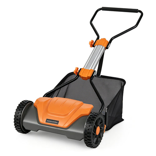 16 In Push Reel Lawn Mower, 5-Blade, 8 Gal Catcher, Orange