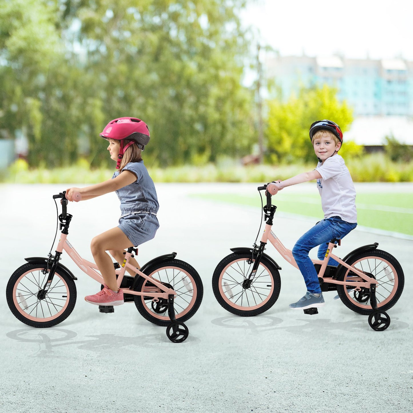 16 Inch Kids Bike Adjustable with Removable Training Wheels Pink for 3-8 Years Old, Pink Kids Bike at Gallery Canada