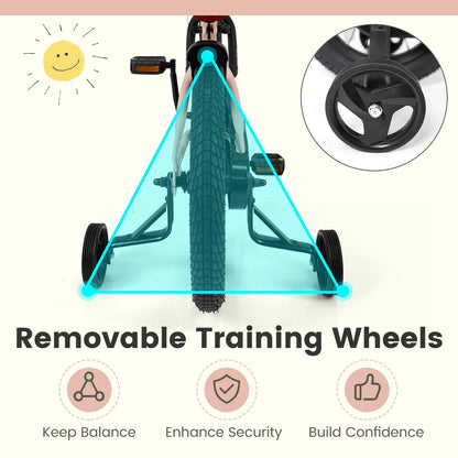 16 Inch Kids Bike Adjustable with Removable Training Wheels Pink for 3-8 Years Old, Pink Kids Bike at Gallery Canada