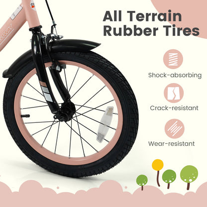 16 Inch Kids Bike Adjustable with Removable Training Wheels Pink for 3-8 Years Old, Pink Kids Bike at Gallery Canada