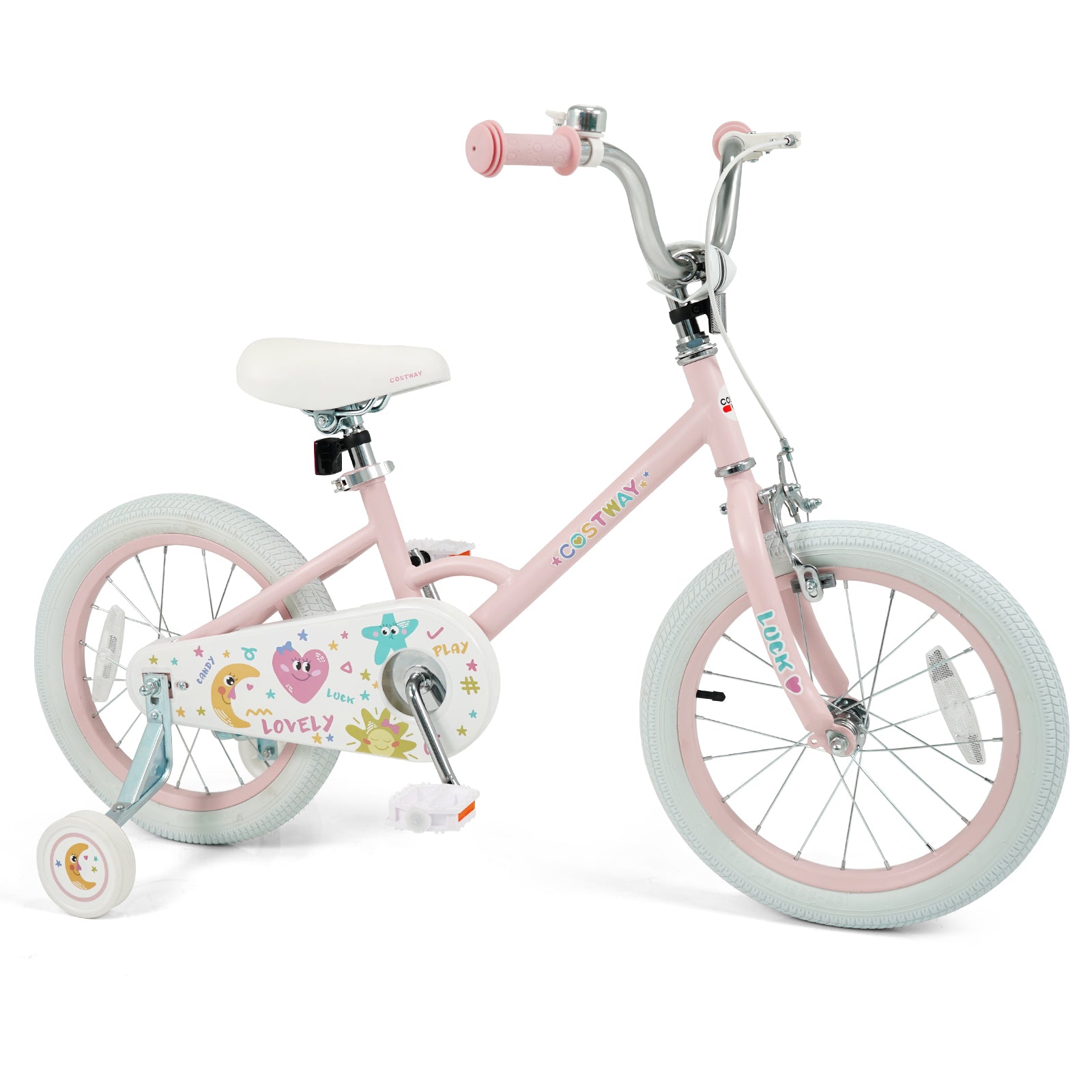 16 Inch Kids Bike Adjustable for 3-8 Years Old Children Pink - Stars & Moon, Pink Kids Bike Pink at Gallery Canada