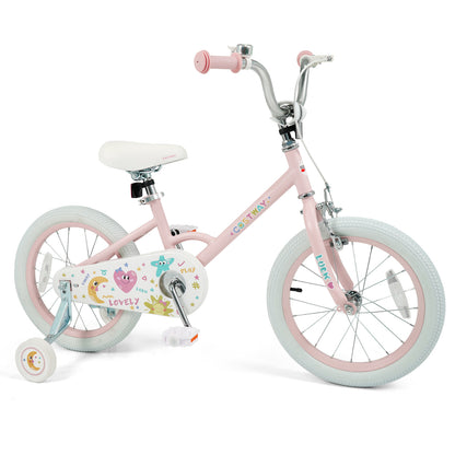 16 Inch Kids Bike Adjustable for 3-8 Years Old Children Pink - Stars & Moon, Pink Kids Bike Pink at Gallery Canada