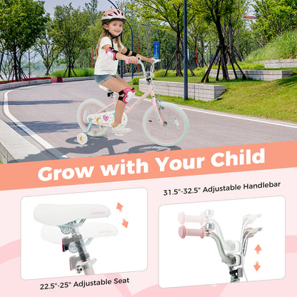 16 Inch Kids Bike Adjustable for 3-8 Years Old Children Pink - Stars & Moon, Pink Kids Bike at Gallery Canada