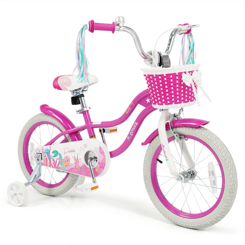 16-Inch Kids Bike Adjustable, Basket, Streamers, Rose Red