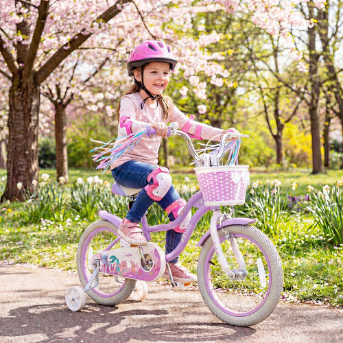 16 Inch Kids Bike, Adjustable, Princess of the Sea Theme, Purple