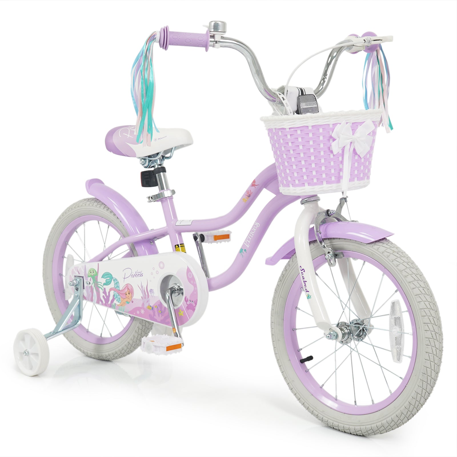 16 Inch Kids Bike, Adjustable, Princess of the Sea Theme, Purple Kids Bike at Gallery Canada