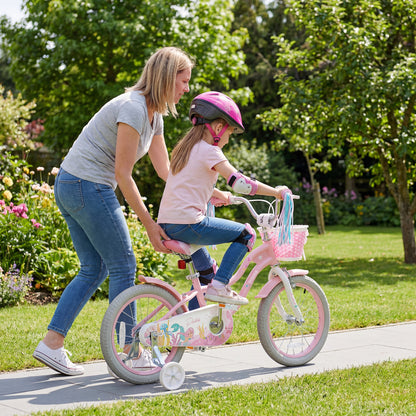 16 Inch Kids Bike Adjustable with Basket and Streamers for Girls Aged 4-7 Years Old Pink, Pink Kids Bike at Gallery Canada