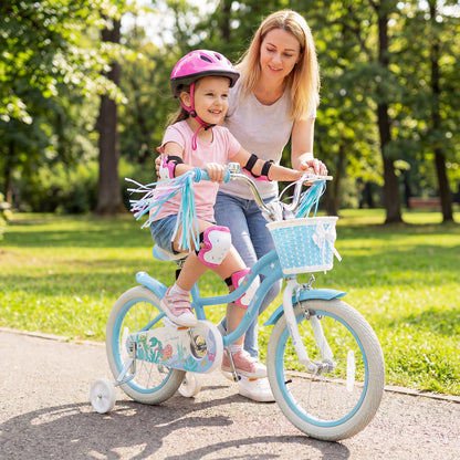 16 Inch Kids Bike, Adjustable With Basket, Princess Of The Sea Theme, Blue Kids Bike at Gallery Canada