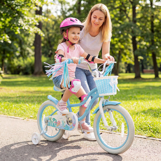 16 Inch Kids Bike, Adjustable With Basket, Princess Of The Sea Theme, Blue Kids Bike Blue at Gallery Canada