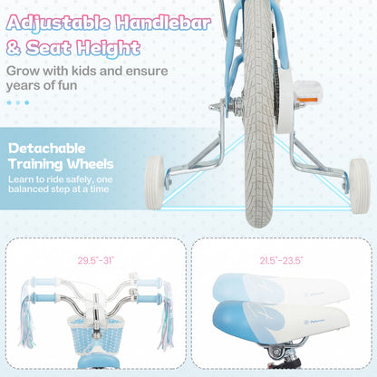 16 Inch Kids Bike, Adjustable With Basket, Princess Of The Sea Theme, Blue Kids Bike at Gallery Canada