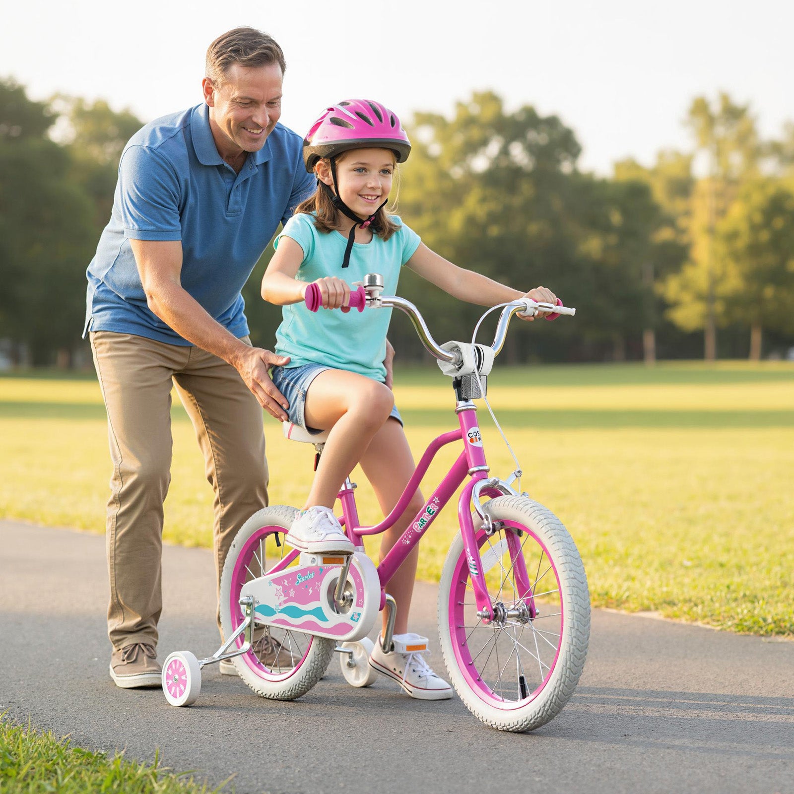 16 Inch Kids Bike for Aged 3-8 Years Old with Adjustable Handlebar Pink- Starlight Wave, Pink Kids Bike at Gallery Canada