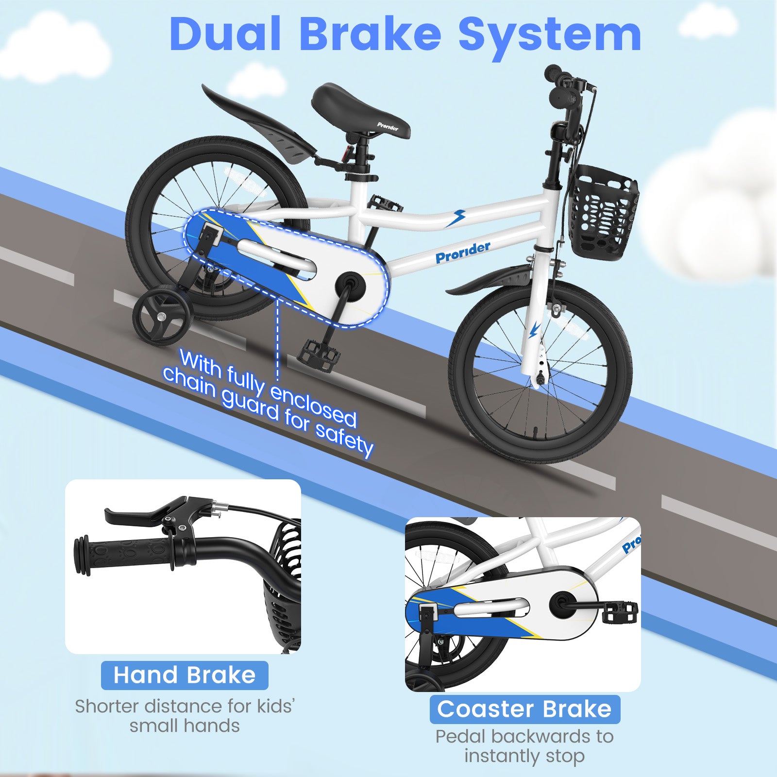 16 Inch Kids Bike with Removable Training Wheels, White Kids Bike at Gallery Canada