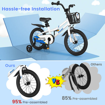 16 Inch Kids Bike with Removable Training Wheels, White Kids Bike at Gallery Canada