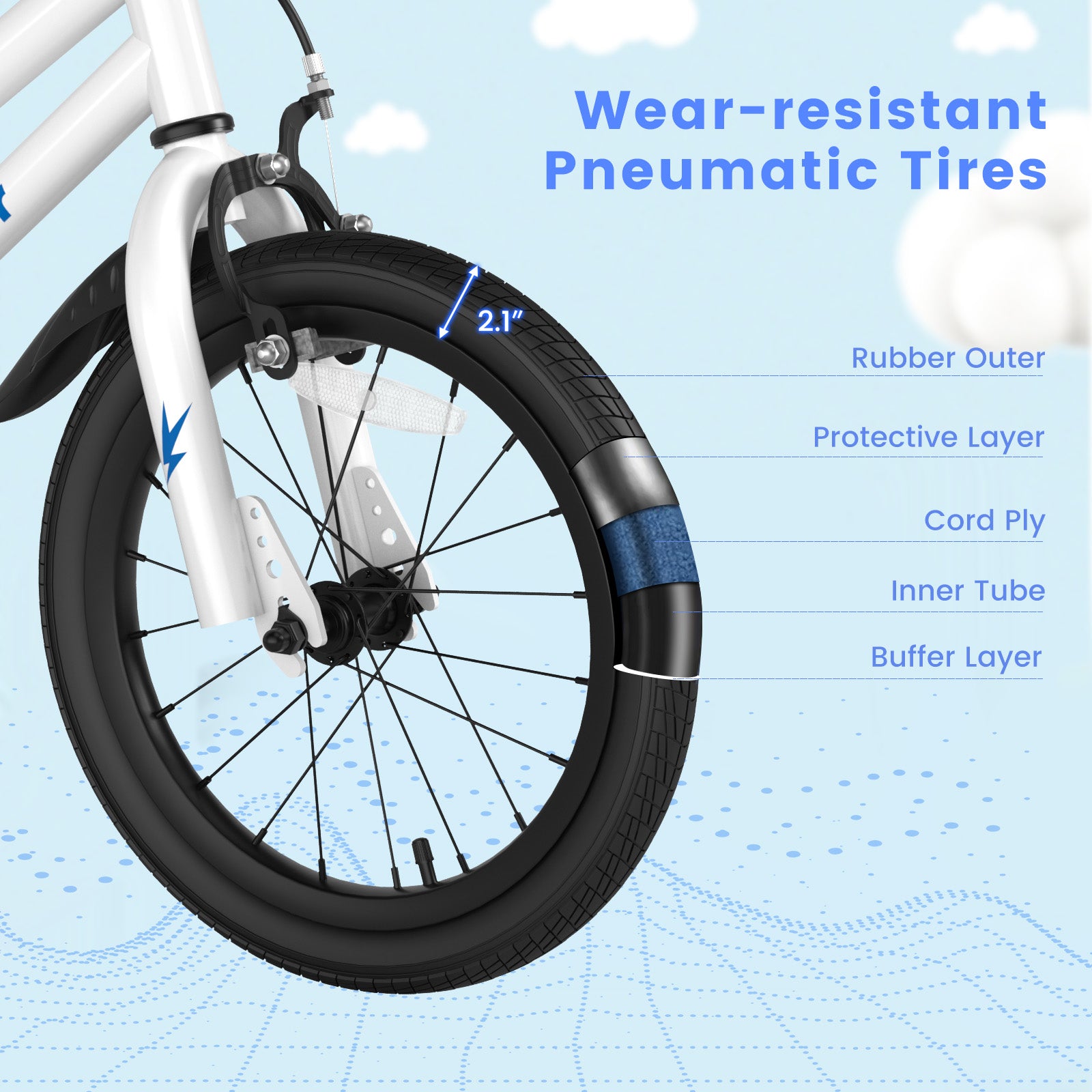 16 Inch Kids Bike with Removable Training Wheels, White Kids Bike at Gallery Canada