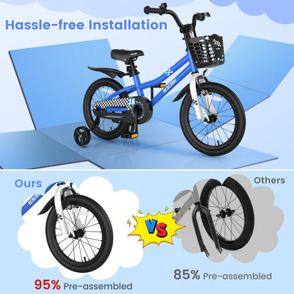 16 Inch Kids Bike with Removable Training Wheels, Navy Kids Bike at Gallery Canada