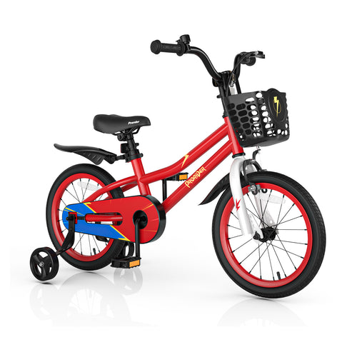 16 Inch Kids Bike with Removable Training Wheels, Red