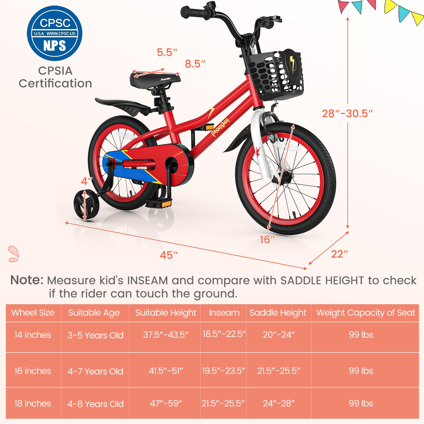 16 Inch Kids Bike with Removable Training Wheels, Red Kids Bike at Gallery Canada