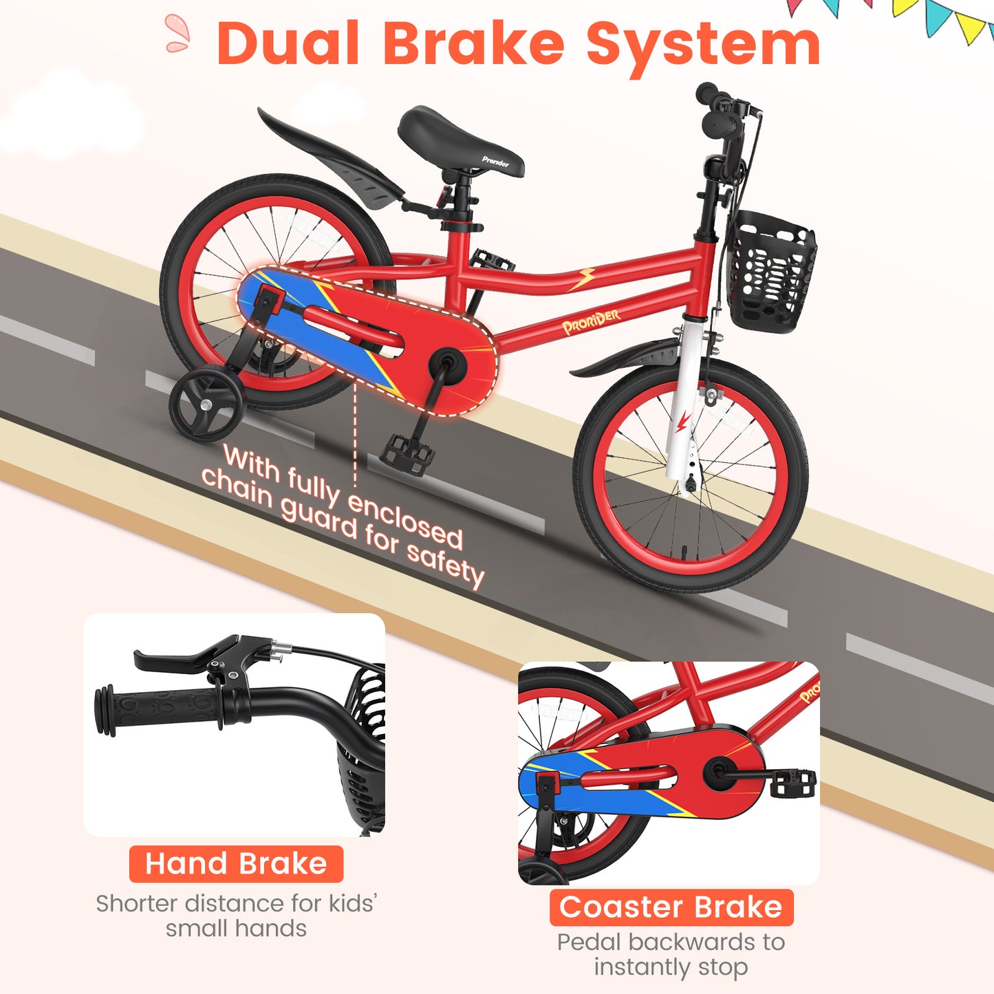 16 Inch Kids Bike with Removable Training Wheels, Red Kids Bike at Gallery Canada