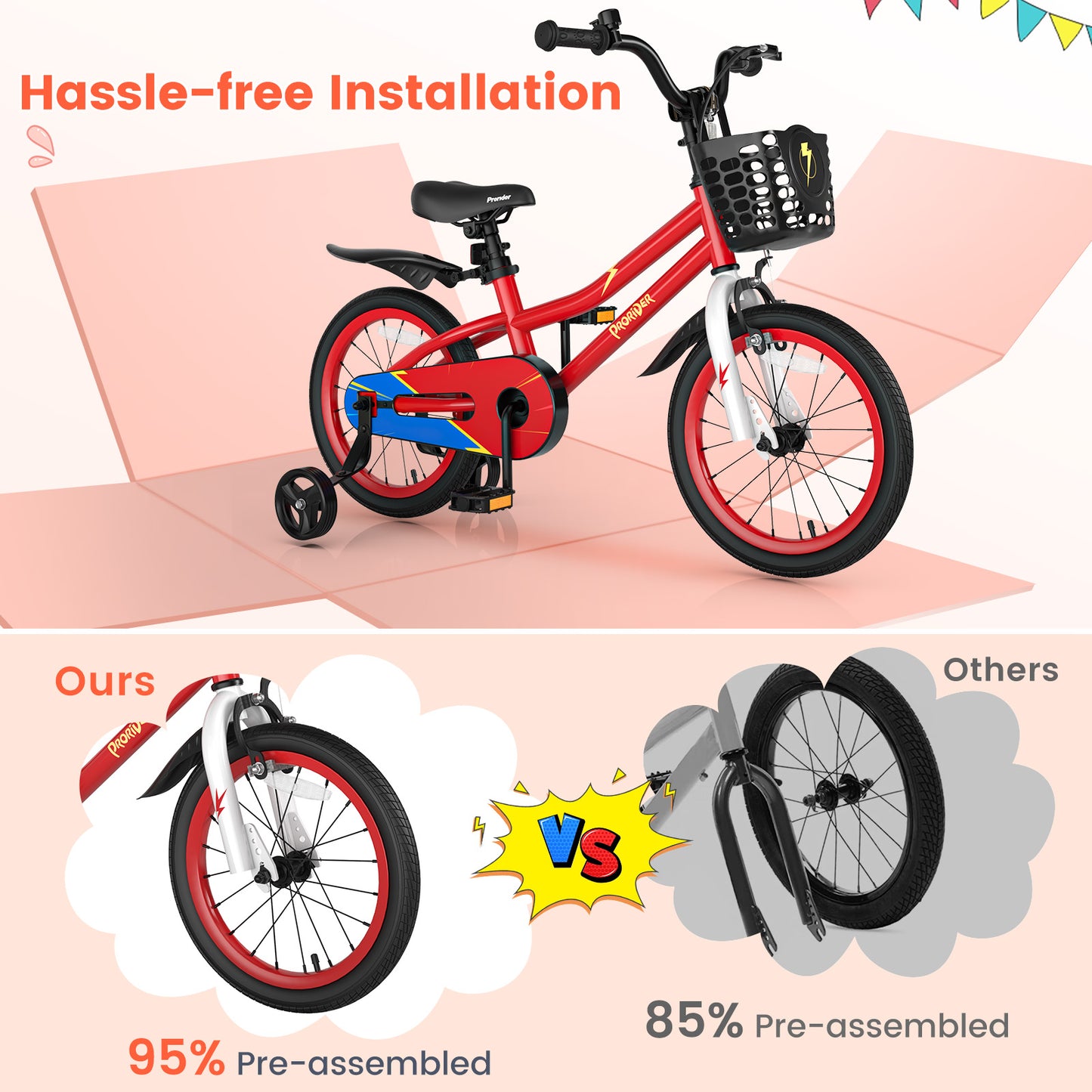 16 Inch Kids Bike with Removable Training Wheels, Red Kids Bike at Gallery Canada