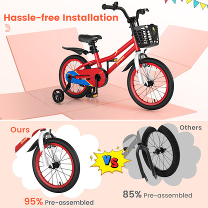 16 Inch Kids Bike with Removable Training Wheels, Red Kids Bike at Gallery Canada