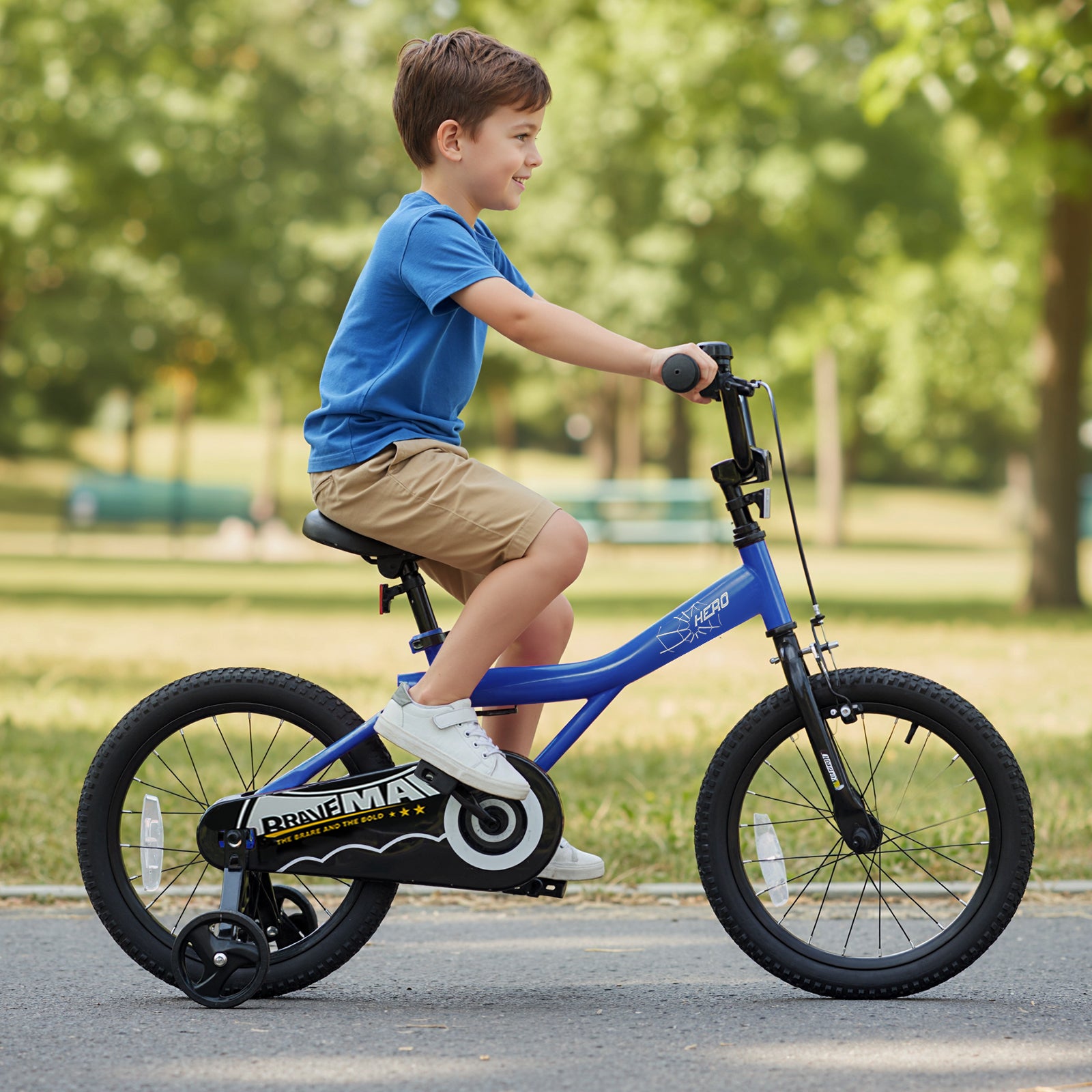 16-Inch Kids Bike with Removable Training Wheels Navy - Brave Hero, Navy Kids Bike at Gallery Canada