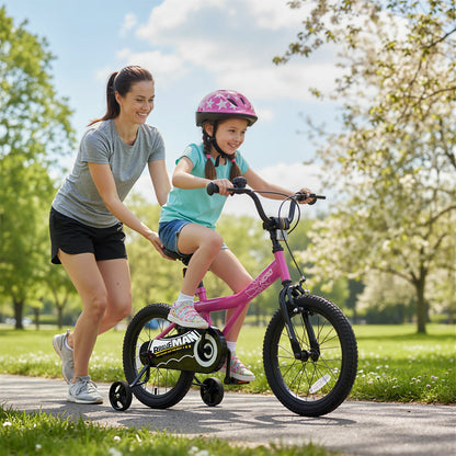 16-Inch Kids Bike with Removable Training Wheels Pink-Brave Hero Scooters at Gallery Canada