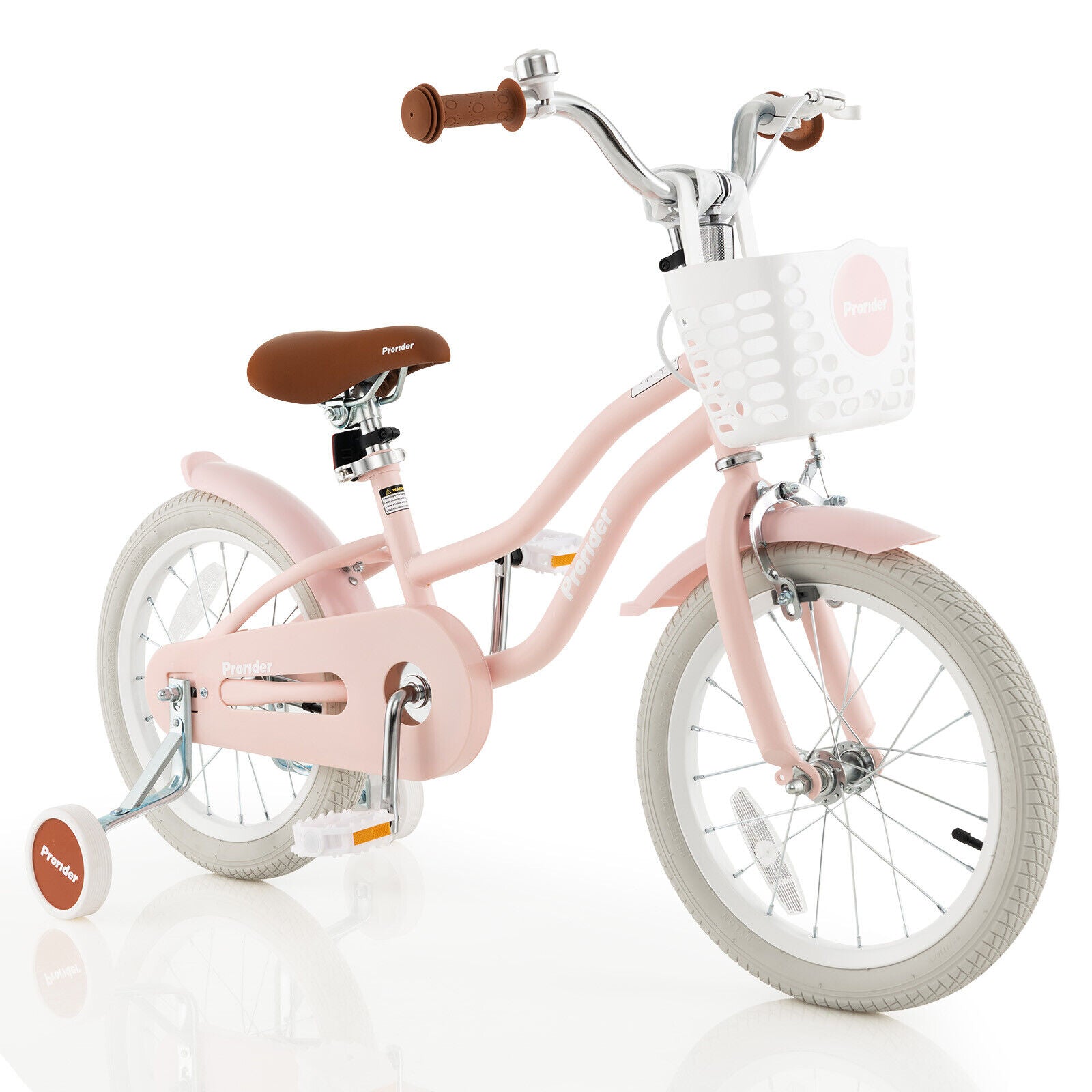 16 Inch Kids Bike with Front Handbrake and 2 Training Wheels, Pink Kids Bike at Gallery Canada