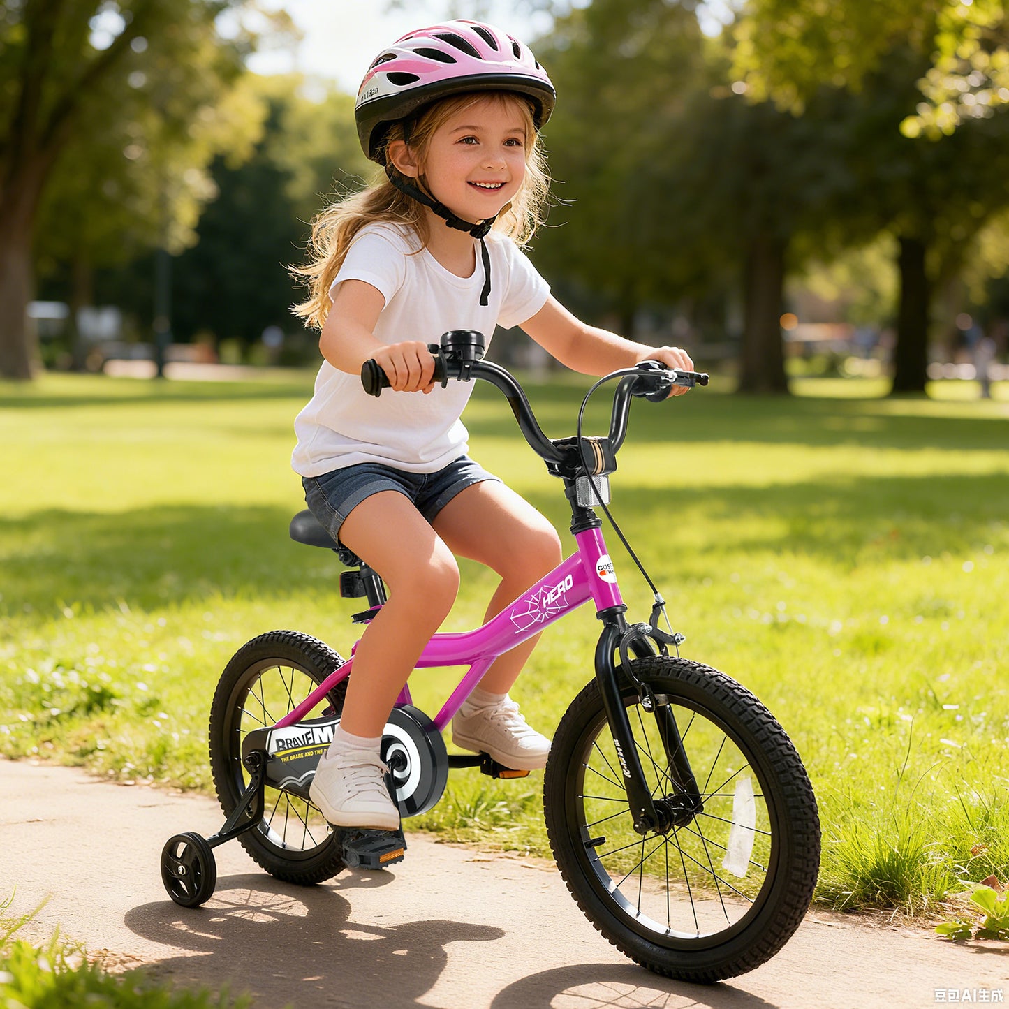 16-Inch Kids Bike, Removable Training Wheels, Brave Hero, Pink Scooters at Gallery Canada