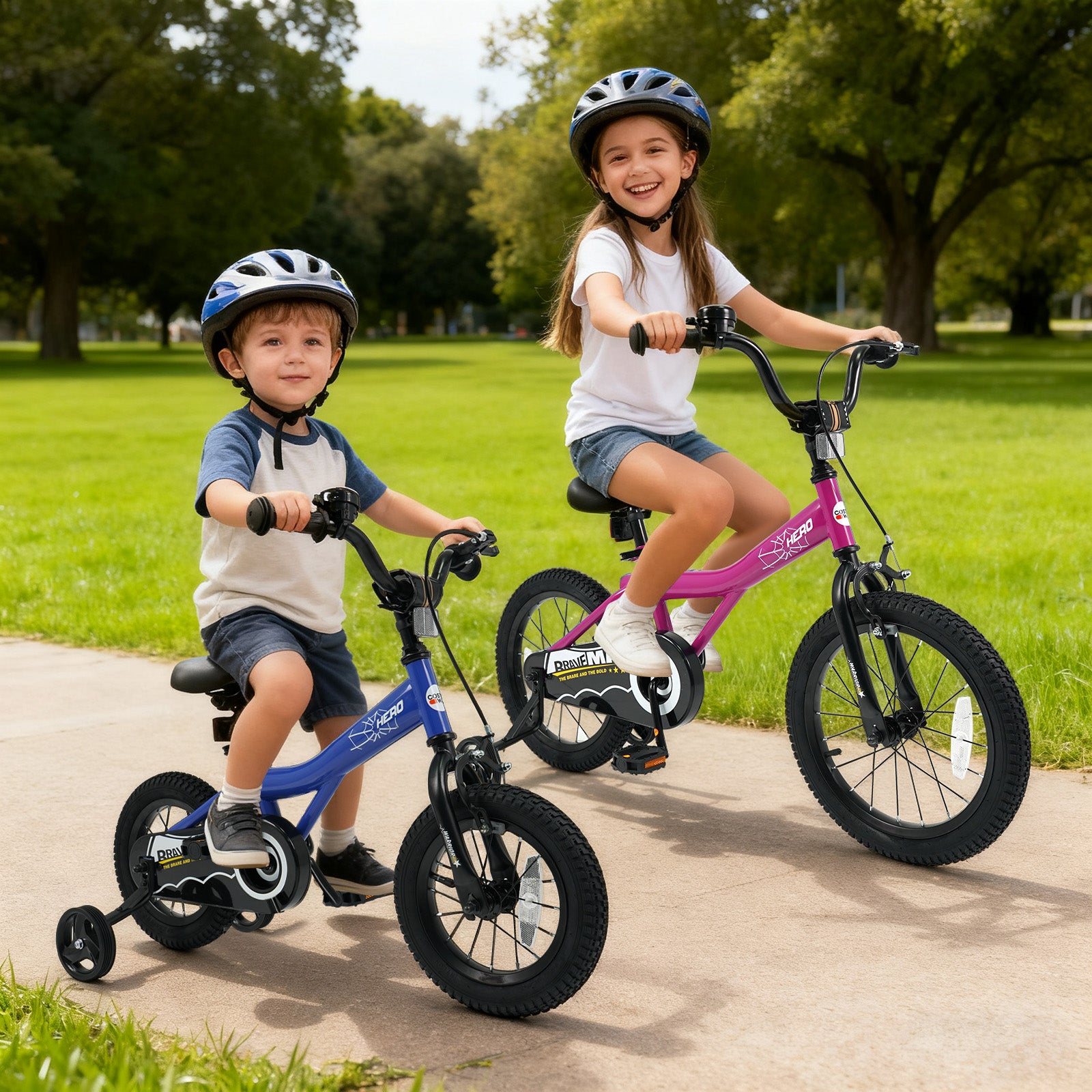 16-Inch Kids Bike, Removable Training Wheels, Brave Hero, Pink Scooters at Gallery Canada