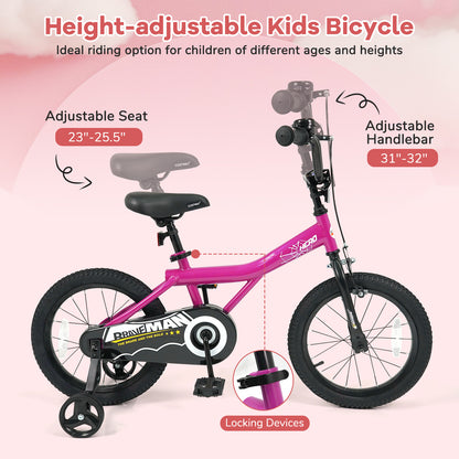 16-Inch Kids Bike, Removable Training Wheels, Brave Hero, Pink Scooters at Gallery Canada