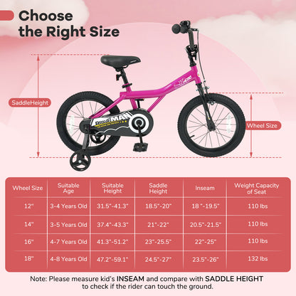 16-Inch Kids Bike, Removable Training Wheels, Brave Hero, Pink Scooters at Gallery Canada