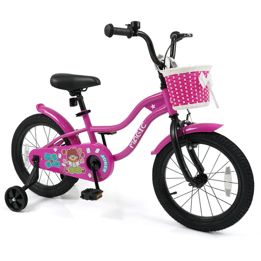 16 Inch Kids Bike with Training Wheels for Aged 4-7 Years Old - Magic Rose, Rose Red Kids Bike Rose Red at Gallery Canada