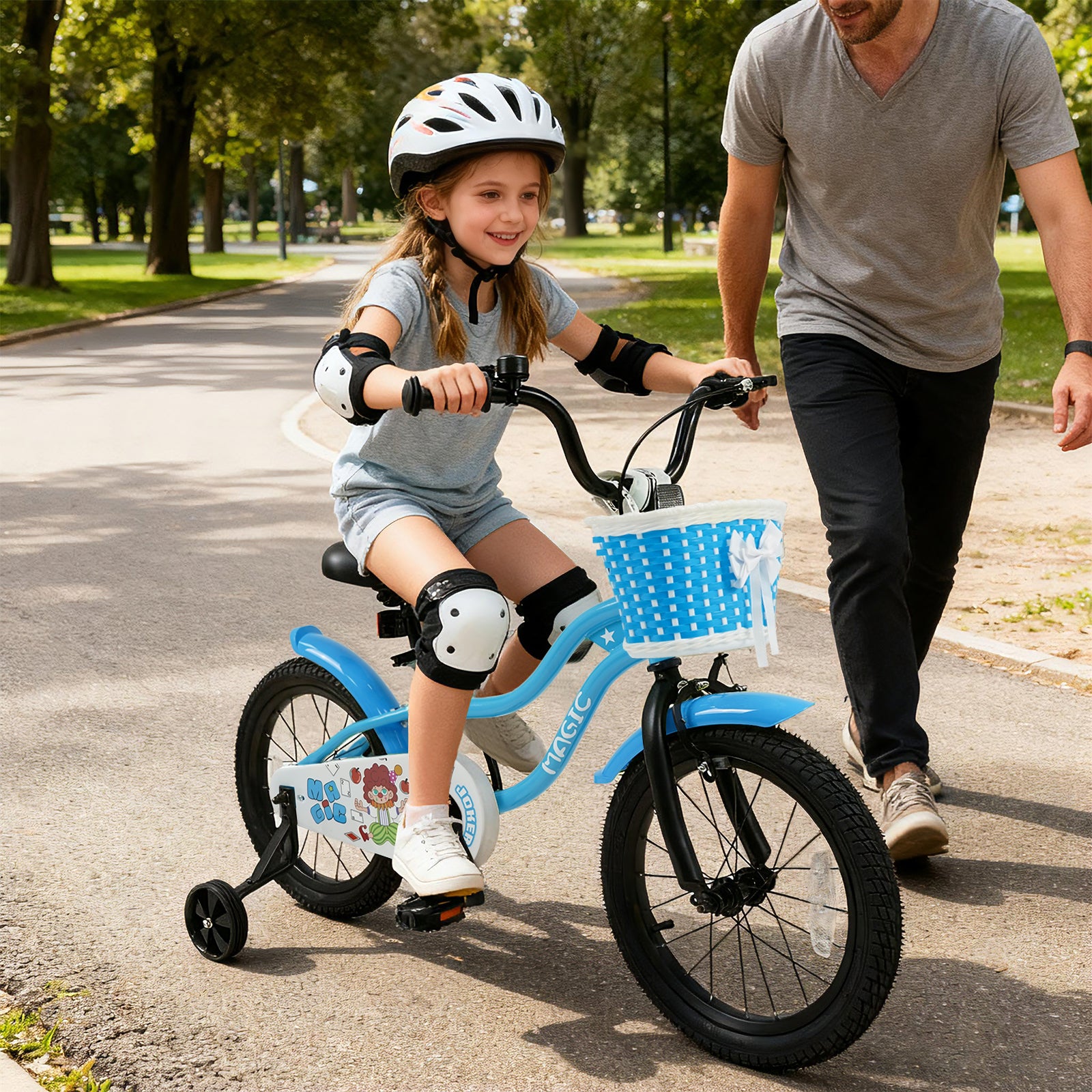 16 Inch Kids Bike with Training Wheels and Basket Navy Color, Navy Kids Bike at Gallery Canada