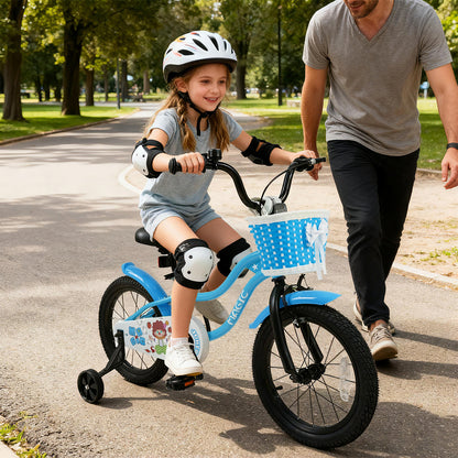 16 Inch Kids Bike with Training Wheels and Basket Navy Color, Navy Kids Bike at Gallery Canada