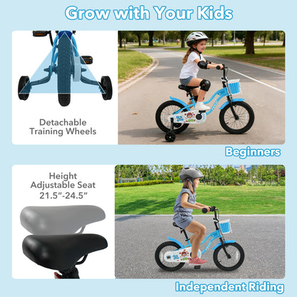 16 Inch Kids Bike with Training Wheels and Basket Navy Color, Navy Kids Bike at Gallery Canada