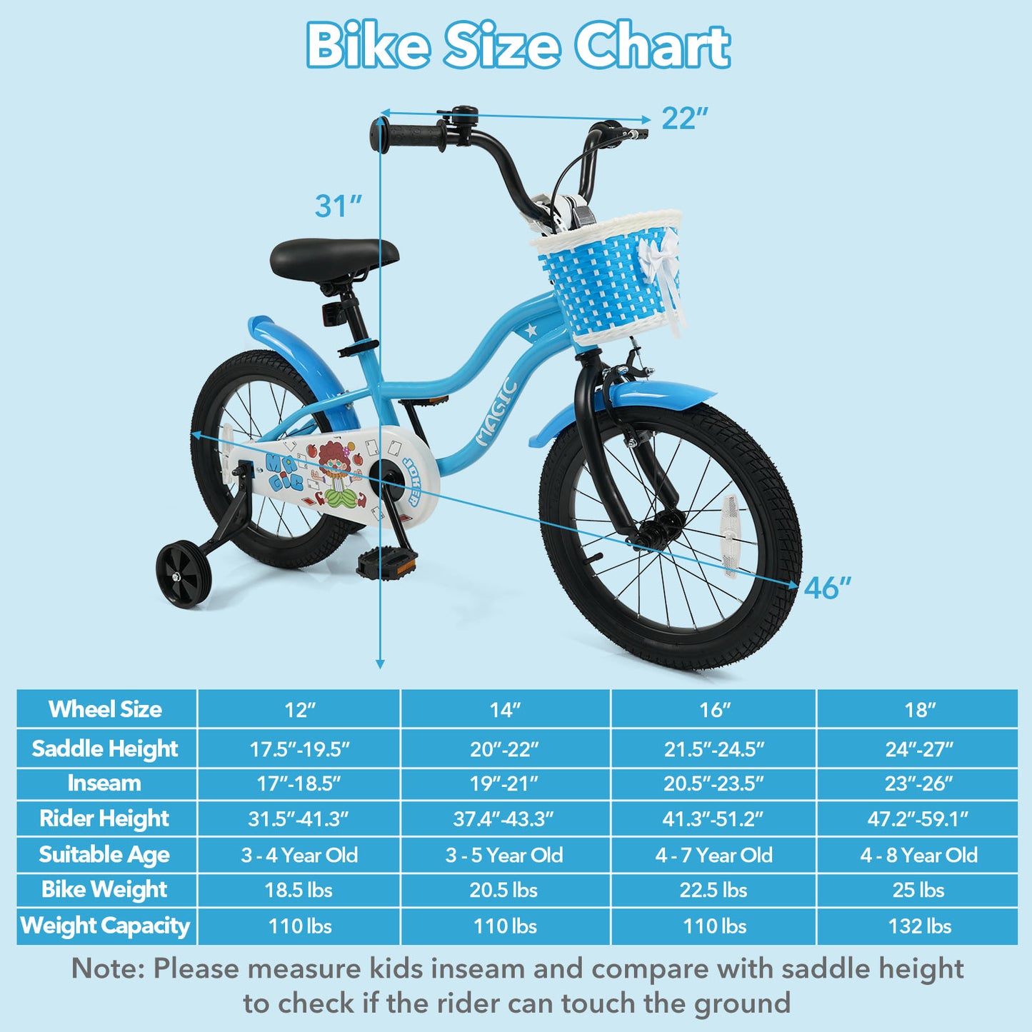 16 Inch Kids Bike with Training Wheels and Basket Navy Color, Navy Kids Bike at Gallery Canada