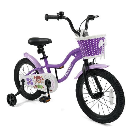 16 Inch Kids Bike with Training Wheels for Aged 4-7 Years Old - Magic Purple, Purple