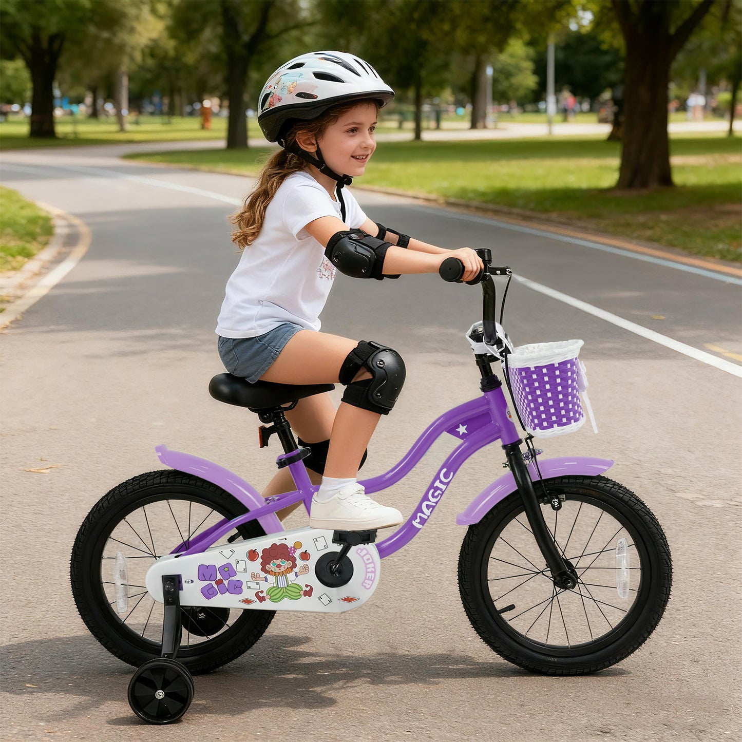 16 Inch Kids Bike with Training Wheels for Aged 4-7 Years Old - Magic Purple, Purple Kids Bike at Gallery Canada