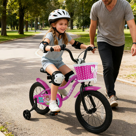 16 Inch Kids Bike with Training Wheels for Aged 4-7 Years Old - Magic Rose, Rose Red Kids Bike Rose Red at Gallery Canada