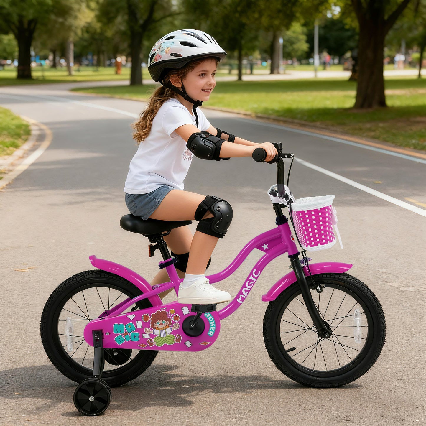 16 Inch Kids Bike with Training Wheels for Aged 4-7 Years Old - Magic Rose, Rose Red Kids Bike at Gallery Canada