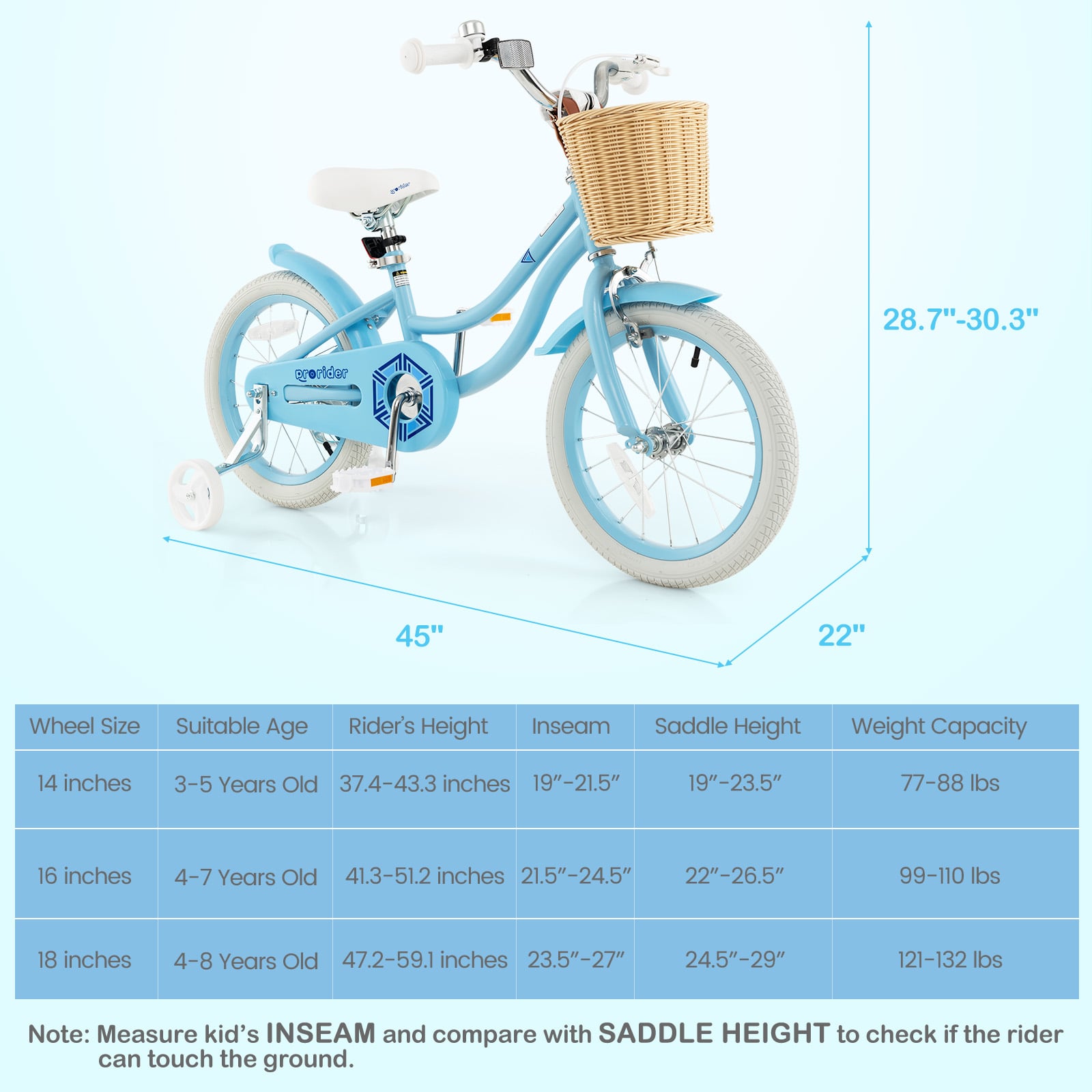 16-Inch Kids Bike With Training Wheels, Adjustable Seat, Blue Kids Bike at Gallery Canada
