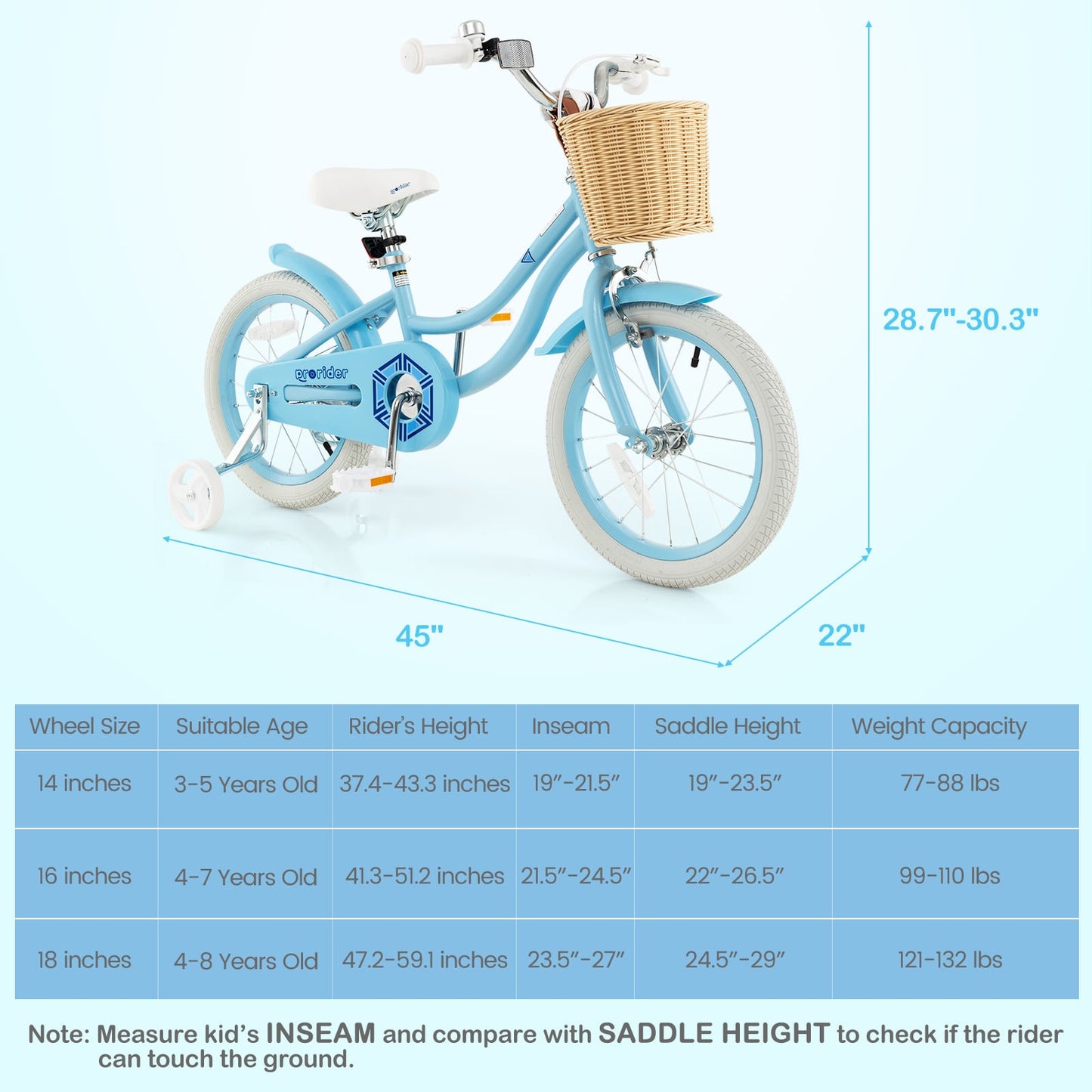 16-Inch Kids Bike With Training Wheels, Adjustable Seat, Blue Kids Bike at Gallery Canada