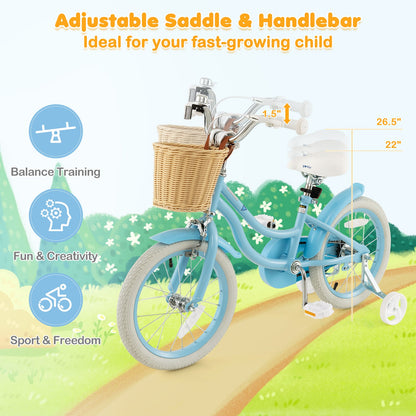 16-Inch Kids Bike With Training Wheels, Adjustable Seat, Blue Kids Bike at Gallery Canada