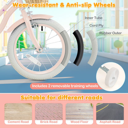 16-Inch Kids Bike With Training Wheels, Adjustable Seat, Pink Kids Bike at Gallery Canada
