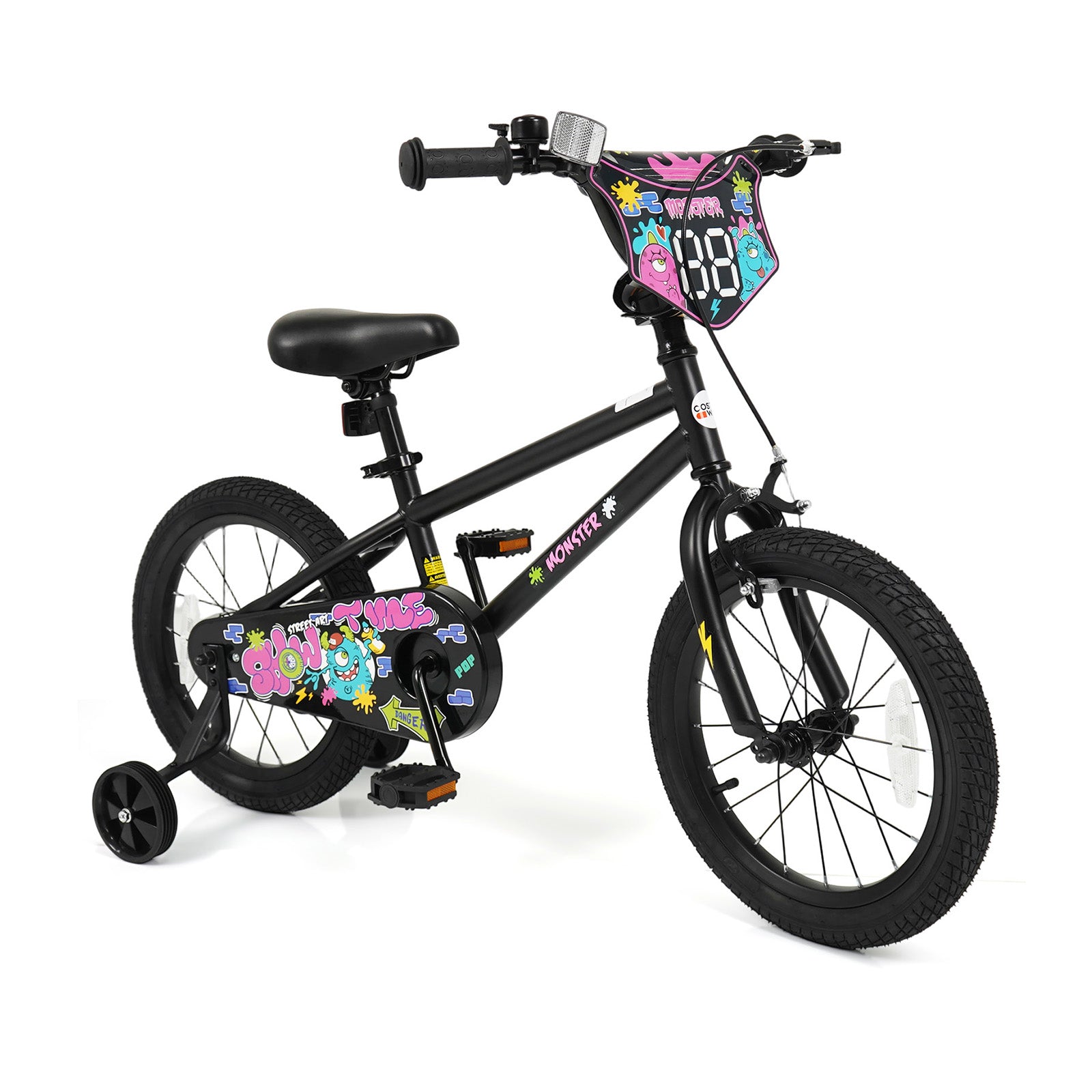 16 Inch Kids Bike with Training Wheels for Ages 4-7 Years Old Black- Street Art Time, Black Kids Bike Black at Gallery Canada