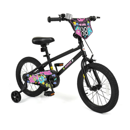 16 Inch Kids Bike with Training Wheels for Ages 4-7 Years Old Black- Street Art Time, Black Kids Bike Black at Gallery Canada