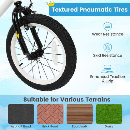 16 Inch Kids Bike with Training Wheels for Ages 4-7 Years Old White- Street Art Time, White Kids Bike at Gallery Canada