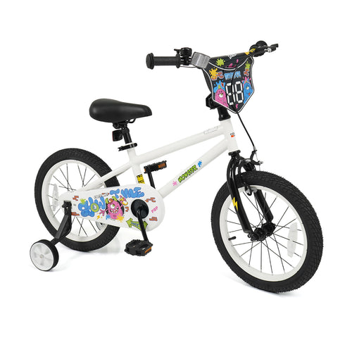 16 Inch Kids Bike with Training Wheels for Ages 4-7 Years Old White- Street Art Time, White