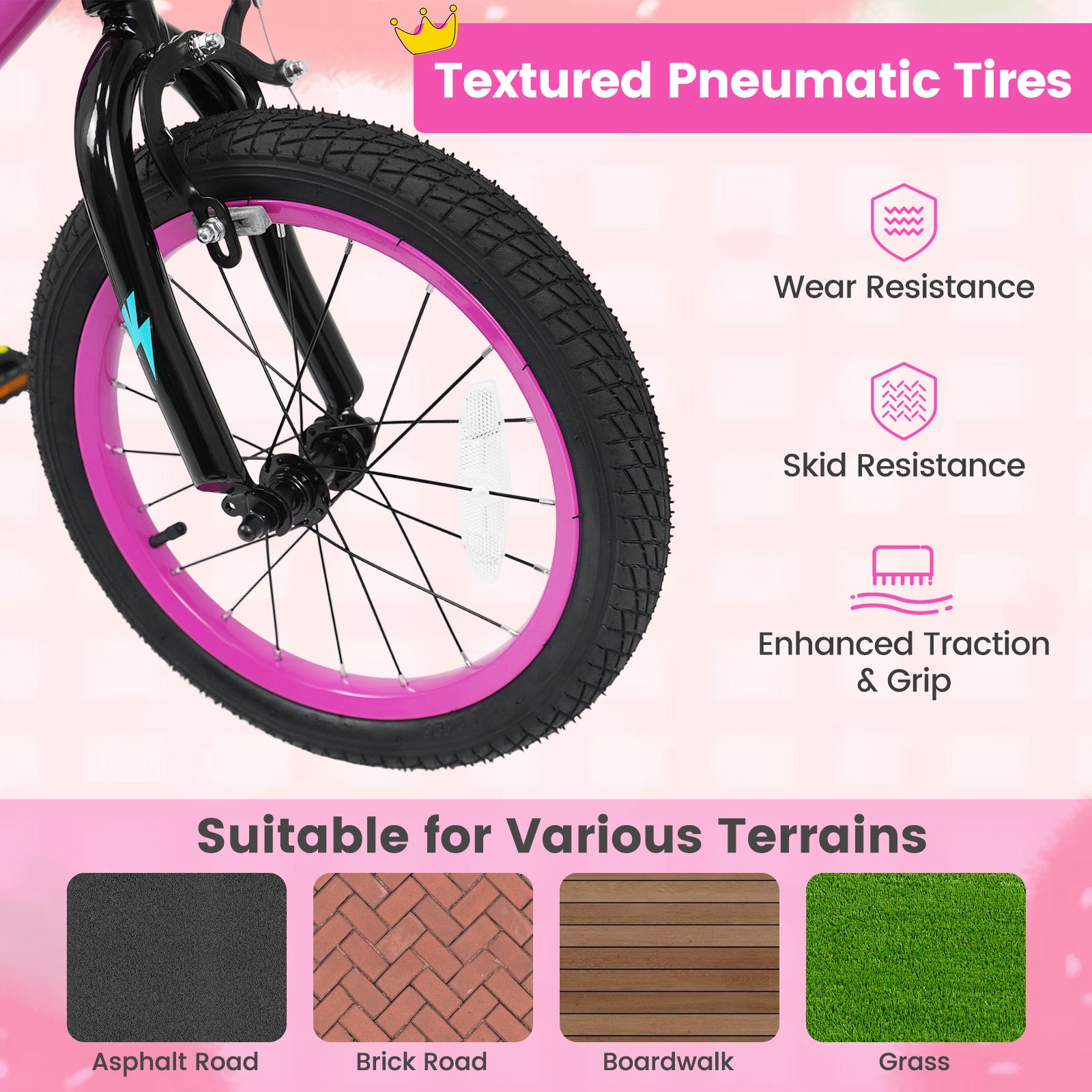 16 Inch Kids Bike with Training Wheels for Ages 4-7 Years Old Pink- Street Art Time, Pink Kids Bike at Gallery Canada